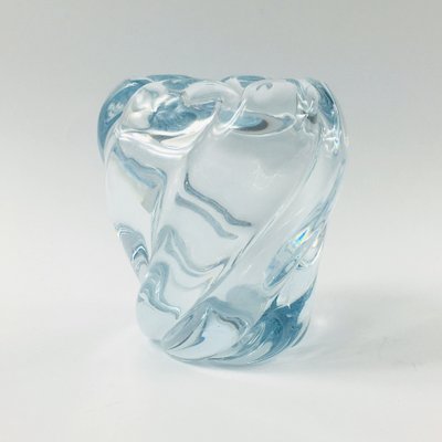 Scandinavian Twisted Ice Blue Glass Vase by Edvin Öhrström for Orrefors, 1960s-BMM-1320567