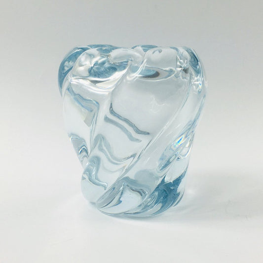 Scandinavian Twisted Ice Blue Glass Vase by Edvin Öhrström for Orrefors, 1960s