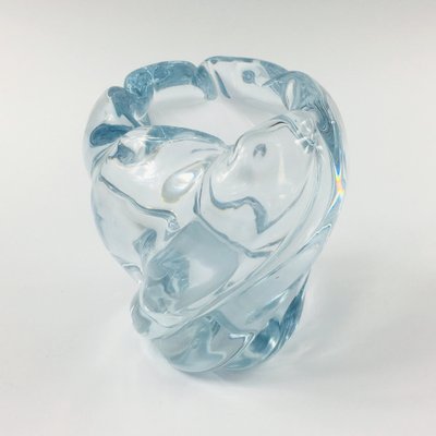 Scandinavian Twisted Ice Blue Glass Vase by Edvin Öhrström for Orrefors, 1960s-BMM-1320567