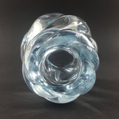 Scandinavian Twisted Ice Blue Glass Vase by Edvin Öhrström for Orrefors, 1960s-BMM-1320567