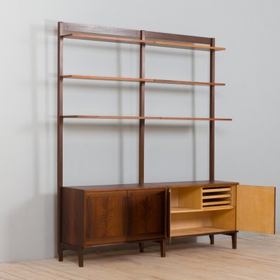 Scandinavian Two Bay Rosewood Free-Standing Wall Shelf, Norway, 1960s-UE-1720404