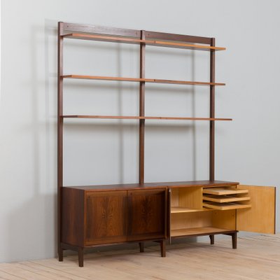 Scandinavian Two Bay Rosewood Free-Standing Wall Shelf, Norway, 1960s-UE-1720404