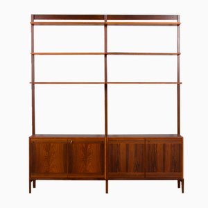 Scandinavian Two Bay Rosewood Free-Standing Wall Shelf, Norway, 1960s-UE-1720404