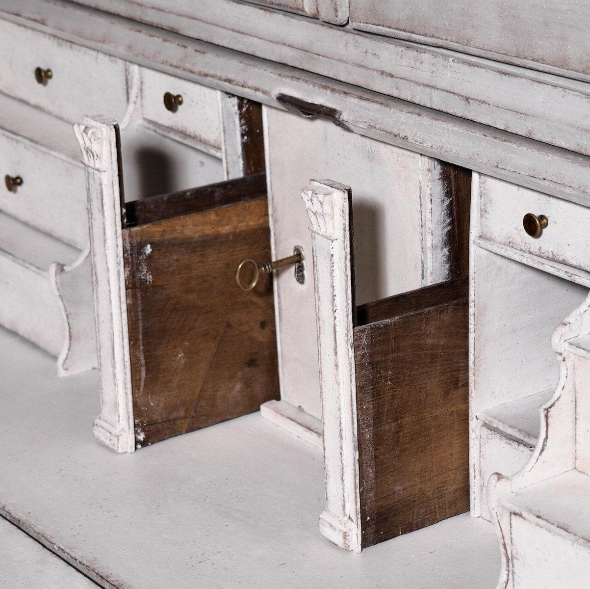 Scandinavian Two-Part Bureau with Rich Carving, 1770s