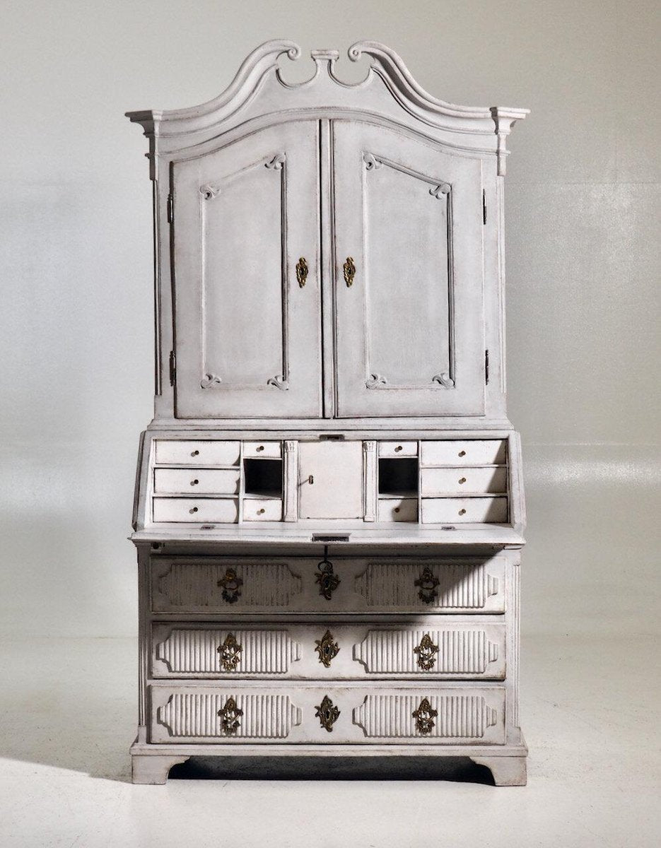 Scandinavian Two-Part Bureau with Rich Carving, 1770s