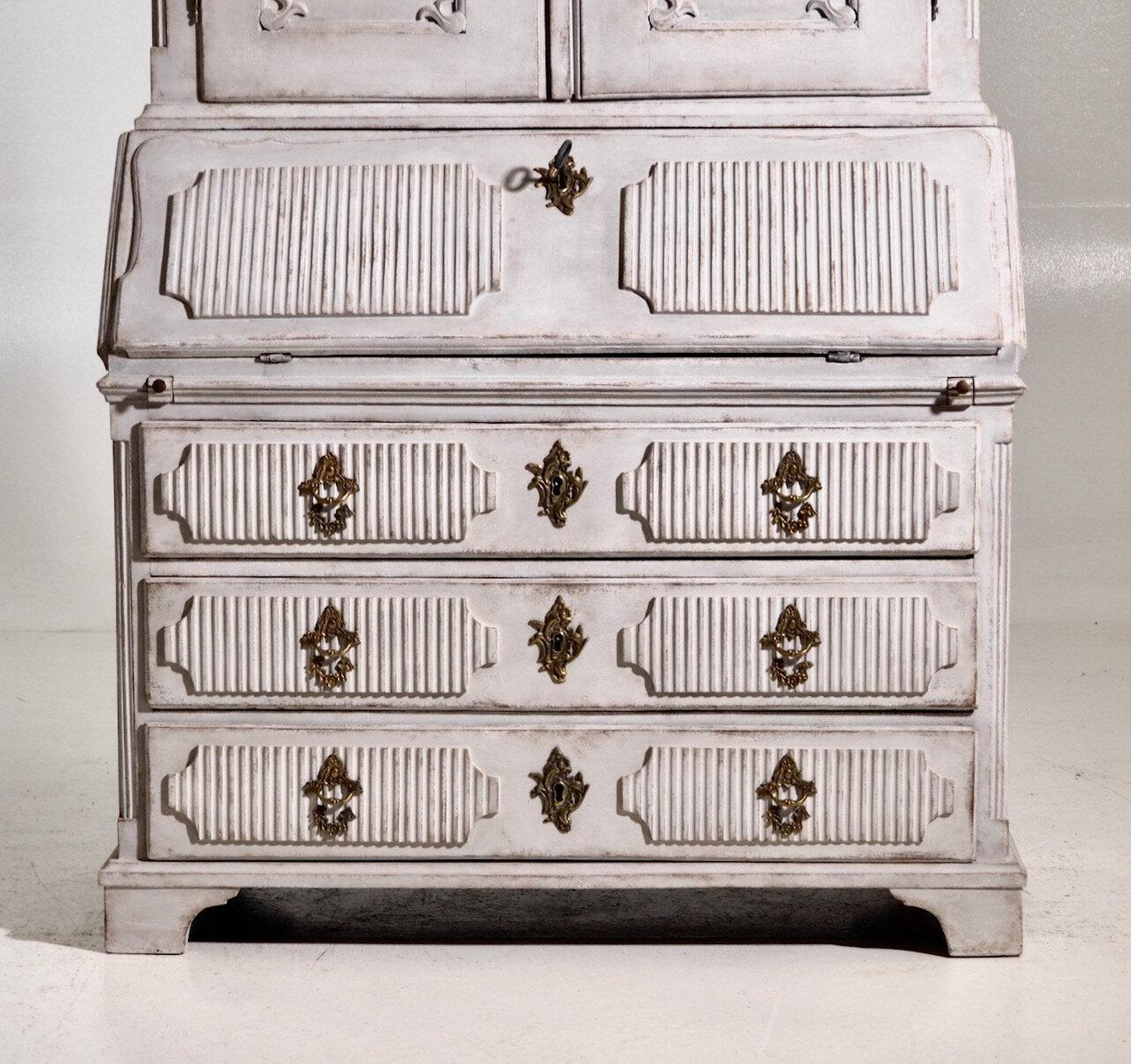 Scandinavian Two-Part Bureau with Rich Carving, 1770s