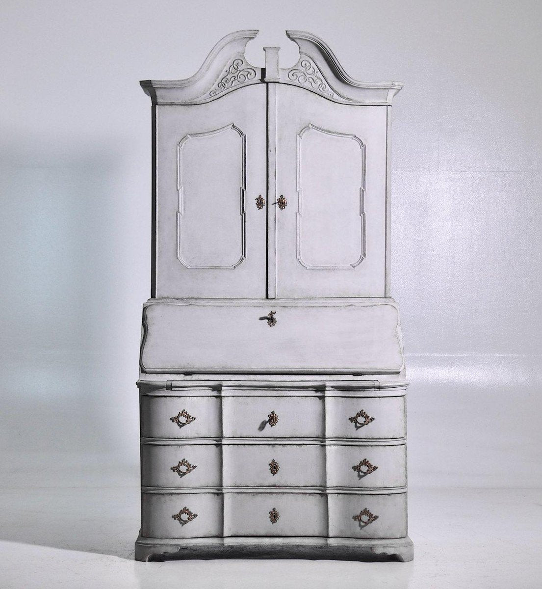 Scandinavian Two-Parts Bureau with Original Lock and Hardware, 1750s-SA-1115392