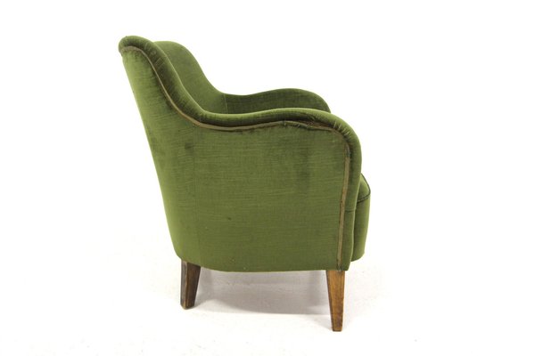 Scandinavian Velvet Chair, Sweden, 1950s-GEK-1738625