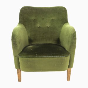 Scandinavian Velvet Chair, Sweden, 1950s-GEK-1738625