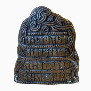 Scandinavian Viking Rune Stone Paperweight in Bronze, 1950s-LCR-1189181