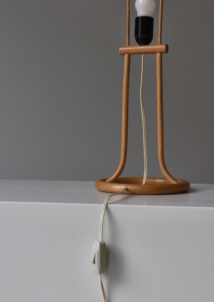 Scandinavian Wabi-Sabi Bamboo Table Lamp Shade with Pressed Plants, 1950s