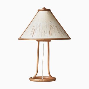 Scandinavian Wabi-Sabi Bamboo Table Lamp Shade with Pressed Plants, 1950s-WRF-1780973