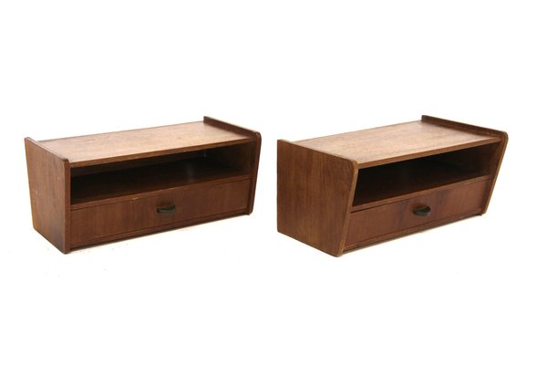 Scandinavian Wall Bedside Tables, 1960, Set of 2-GEK-1769186