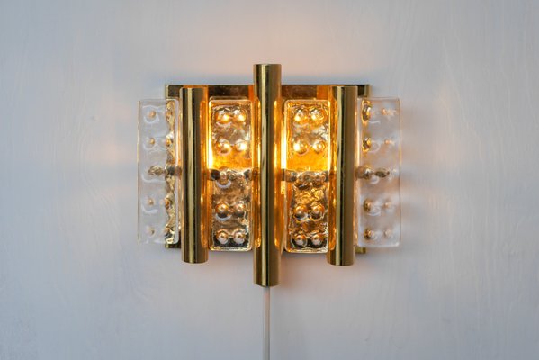 Scandinavian Wall Mounted Sconce in Crystal Glass and Brass by Hans Agne Jakobsson for Markaryd-JIE-2024751