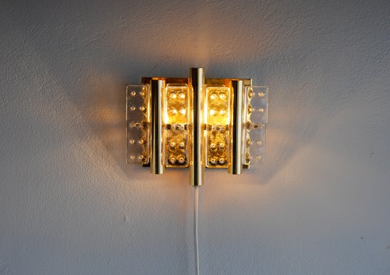 Scandinavian Wall Mounted Sconce in Crystal Glass and Brass by Hans Agne Jakobsson for Markaryd-JIE-2024751