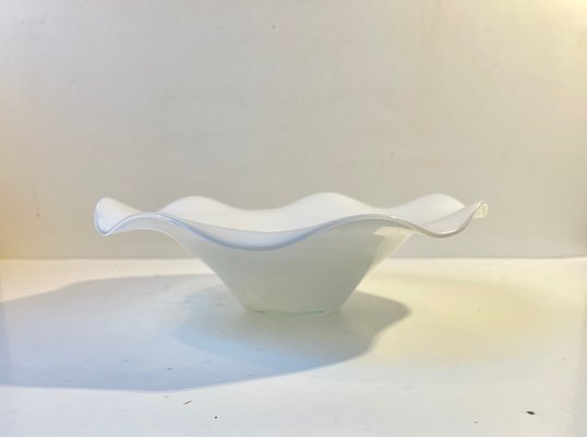 Scandinavian White Cased Glass Freeform Bowl from Holmegaard, 1970s-LCR-1078924