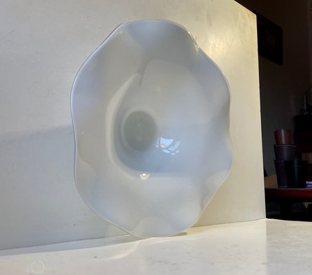 Scandinavian White Cased Glass Freeform Bowl from Holmegaard, 1970s-LCR-1078924