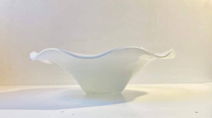 Scandinavian White Cased Glass Freeform Bowl from Holmegaard, 1970s-LCR-1078924