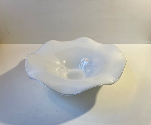 Scandinavian White Cased Glass Freeform Bowl from Holmegaard, 1970s-LCR-1078924