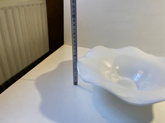 Scandinavian White Cased Glass Freeform Bowl from Holmegaard, 1970s-LCR-1078924