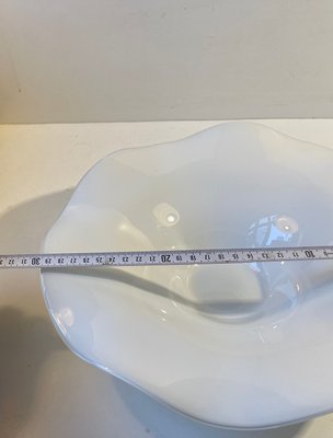 Scandinavian White Cased Glass Freeform Bowl from Holmegaard, 1970s-LCR-1078924