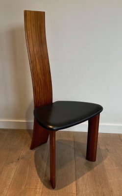 Scandinavian Wood and Leather Chairs, 1970s, Set of 2-BA-1705387