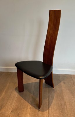 Scandinavian Wood and Leather Chairs, 1970s, Set of 2-BA-1705387