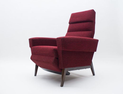 Scandinavian Wooden and Fabric Lounge Chair, 1960s-KQB-724237