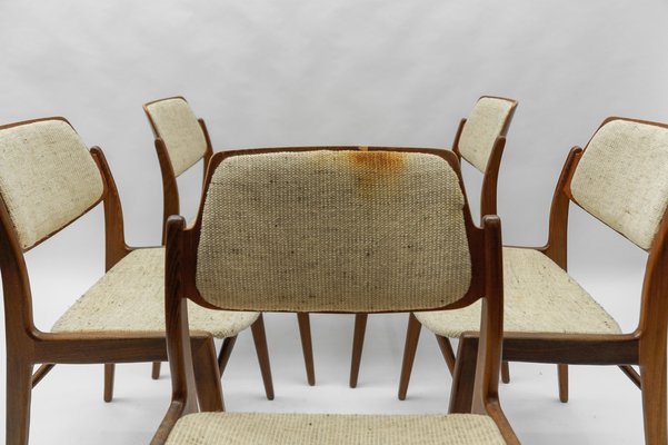 Scandinavian Wooden Dining Chairs, 1960s, Set of 5-KQB-1783473