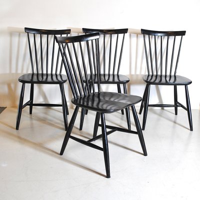 Scandinavian Wooden Dining Chairs from Hagafors, 1960s, Set of 4-JQO-935570