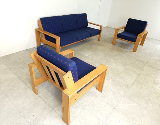 Scandinavian Wooden Living Room Set, 1970s, Set of 3-IRH-1819376