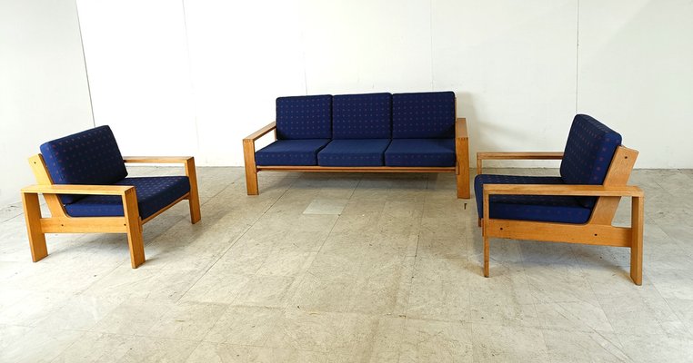 Scandinavian Wooden Living Room Set, 1970s, Set of 3-IRH-1819376