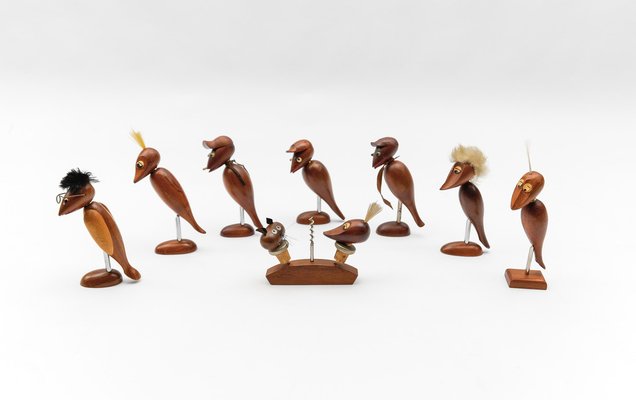 Scandinavian Wooden Woodpecker Corkscrews, 1960s, Set of 8-KQB-1821068