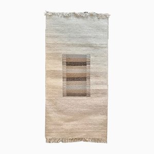 Scandinavian Wool Kelim Wall Rug with Abstract Modern Graphic, 1960s-JP-965006