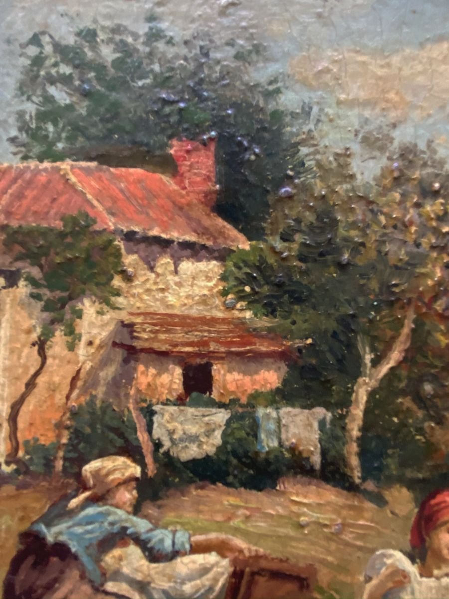 Scena Campestre - Posillipo School - Oil on Board