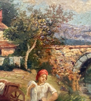 Scena Campestre - Posillipo School - Oil on Board-YUW-914353