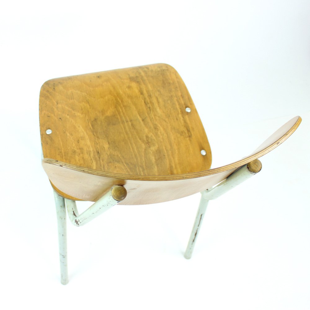 School Chair in Metal and Plywood from Kovona, Czechoslovakia, 1960s