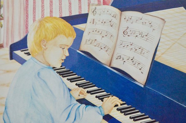 School Poster Depicting Child, Piano & Faust-AIU-1326114