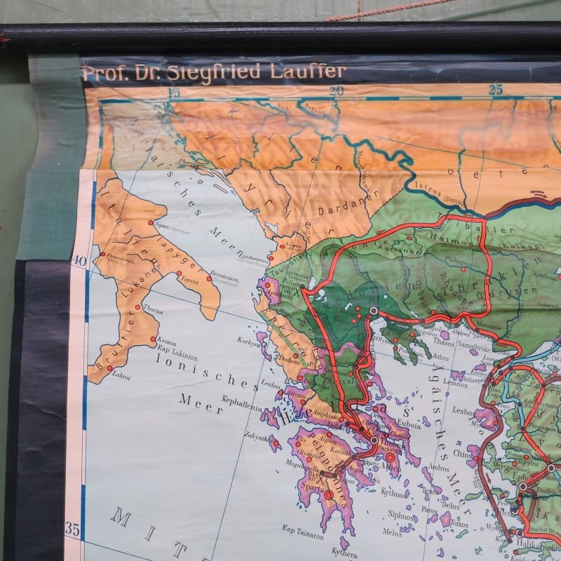 School Teaching Map by Prof. Dr. Lauffer for Justus Perthos Darmstadt, 1950s