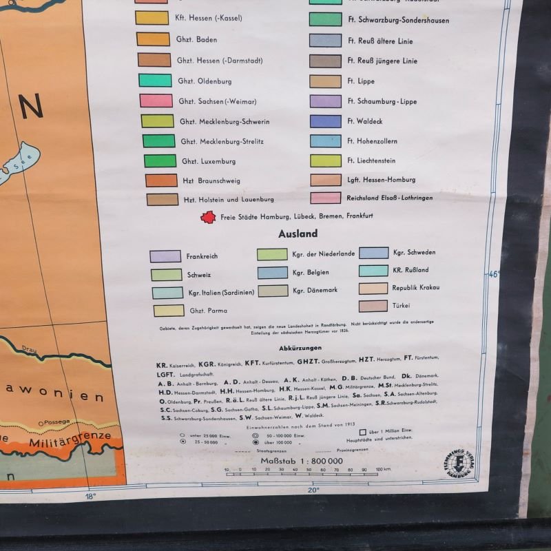 School Teaching Map of Germany from Flemming Verlag, 1950s