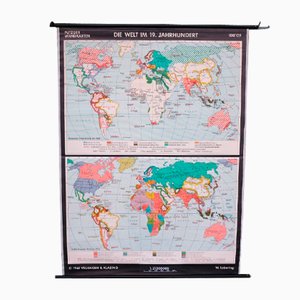 School Teaching World Map of the 19th Century from Velhagen & Klosing, 1961-WK-674038