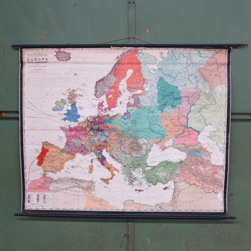 School Wall Map of Europe by Prof. Dr. Schmidt for Perthas Gotha, 1950s