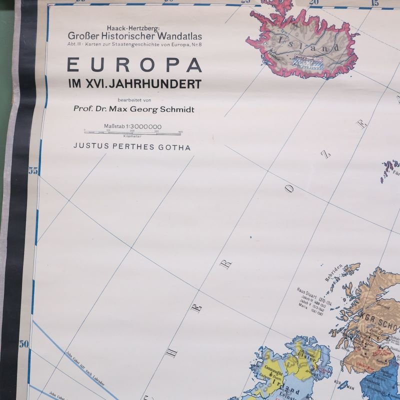 School Wall Map of Europe by Prof. Dr. Schmidt for Perthas Gotha, 1950s