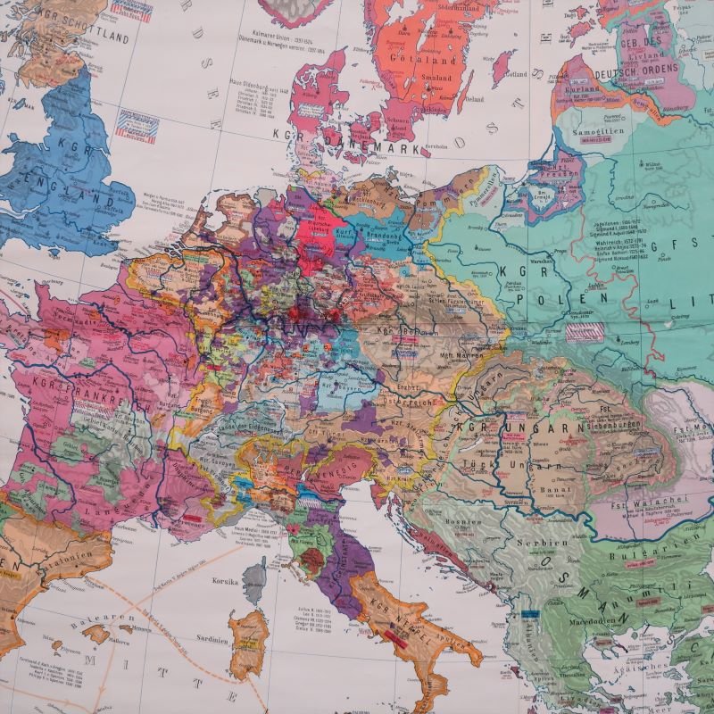 School Wall Map of Europe by Prof. Dr. Schmidt for Perthas Gotha, 1950s