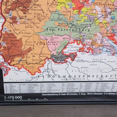 School Wall Map of South West Germany by Putzger for Velhagen & Klasing, 1950s-WK-674168