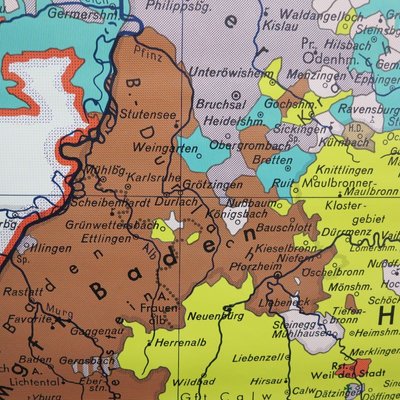 School Wall Map of South West Germany by Putzger for Velhagen & Klasing, 1950s-WK-674168