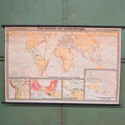 School Wall World Map by Haferland & Trillmich for Westermann, 1950s-WK-674169