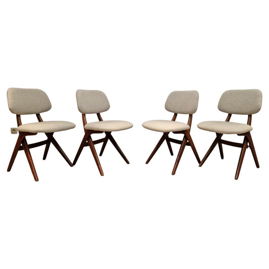 Scissor Chairs attributed to Louis Van Teeffelen for Wébé, 1975, Set of 4