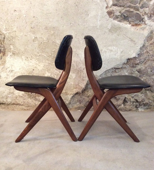 Scissor Chairs by Teeffelen for Webe, 1960s, Set of 2