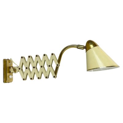 Scissors Wall Light in Brass and Metal from Sis Leuchten, Germany, 1950s-QZ-1822394